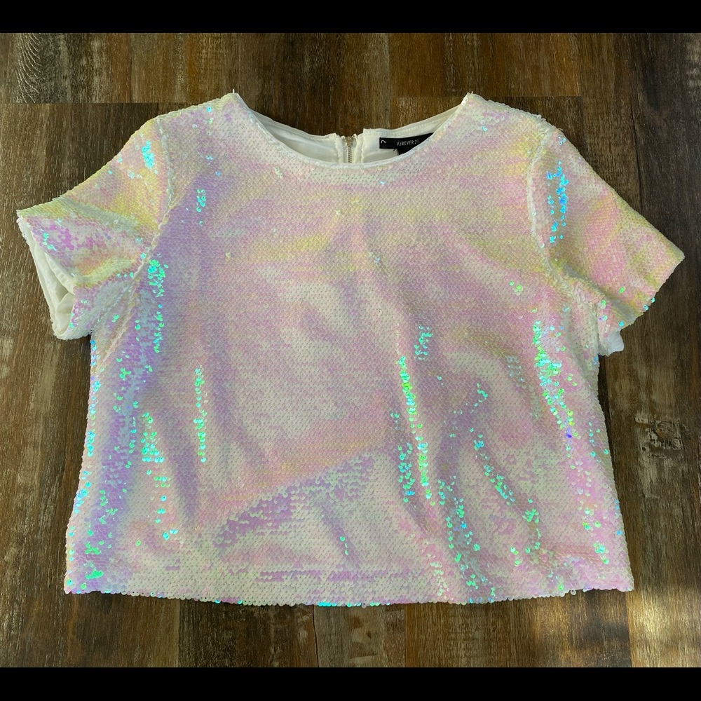 White Sequin Top